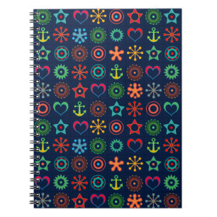 Abstract fun shapes retro design print notebook
