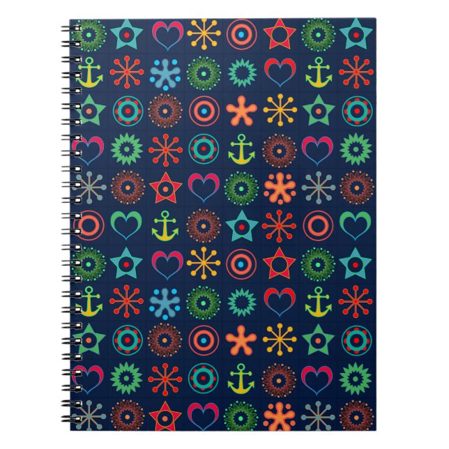 Abstract fun shapes retro design print notebook (Front)