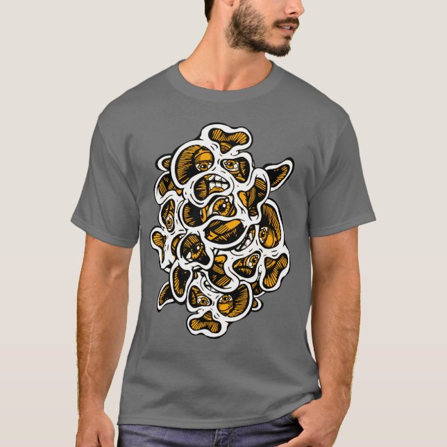 Abstract Fungal Surrealist Eyes and Mouth Funny T-Shirt (Front)