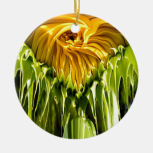 Abstract funky retro Sunflower, scared geometry  Ceramic Tree Decoration