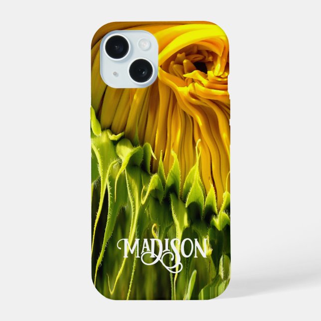 Abstract funky retro Sunflower, scared geometry  iPhone 15 Case (Back)