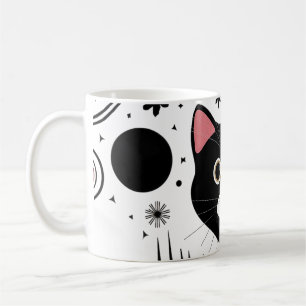 Abstract Funny Black Cat Coffee Mug