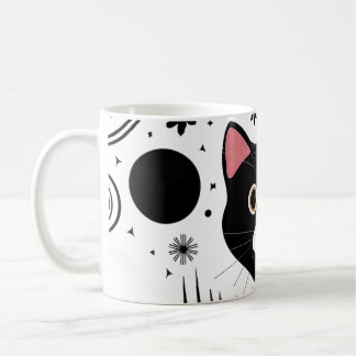 Abstract Funny Black Cat Coffee Mug