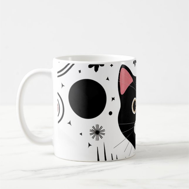 Abstract Funny Black Cat  Coffee Mug (Left)