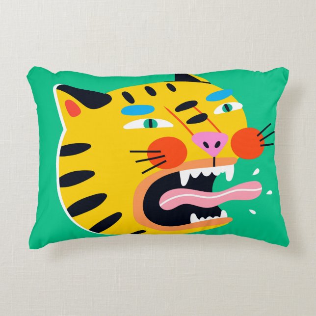 Abstract funny tiger decorative cushion (Front)