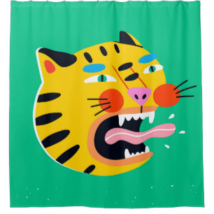 Abstract funny tiger shower curtain