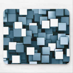 Abstract Futuristic Blue Cube Voxel Pattern Mouse Pad