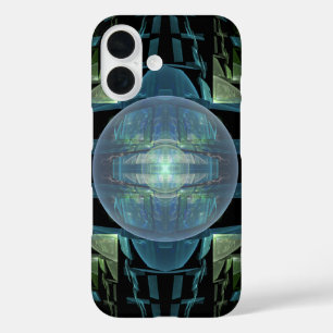 Abstract Futuristic Blue Sphere District 13 iPhone 16 Case