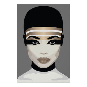 Abstract Futuristic Tribal Portrait Art Poster