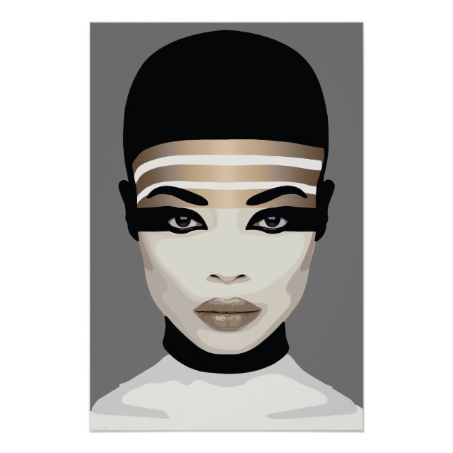 Abstract Futuristic Tribal Portrait Art Poster (Front)