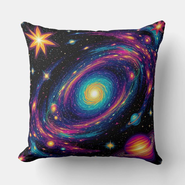 Abstract Galaxy Scene with Stars, Planets Cushion (Front)
