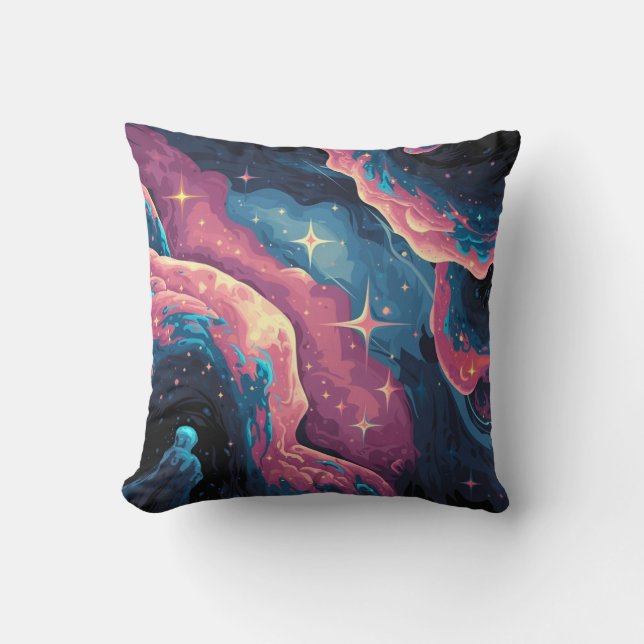 Abstract Galaxy Stars and Nebulae Throw Pillow (Front)