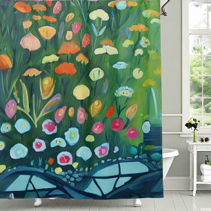 Abstract garden painting shower curtain
