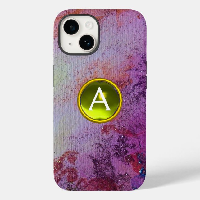 ABSTRACT GEM MONOGRAM purple yellow Case-Mate iPhone Case (Back)