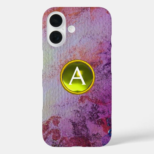 ABSTRACT GEM MONOGRAM purple yellow Case-Mate iPhone Case (Back)