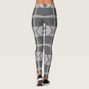 Abstract Geo Black & White Leggings
