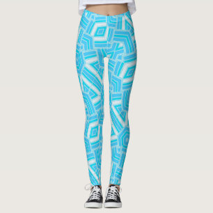 Abstract Geo Blue+White Pattern Leggings ★Psydefx★