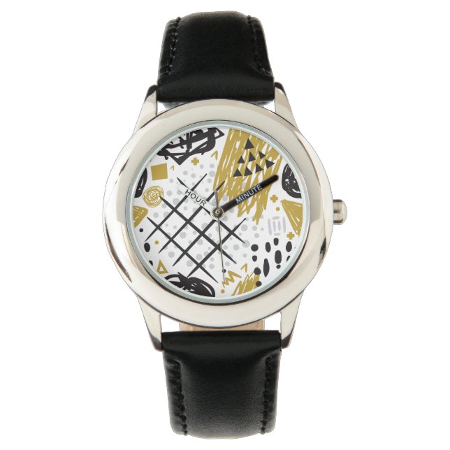 Abstract Geo Gold Black 03 Watch (Front)