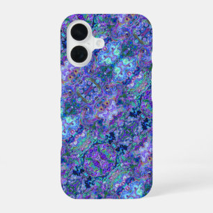 Abstract Geode Marbling in Peacock Colours iPhone 16 Case