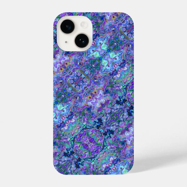 Abstract Geode Marbling in Peacock Colours iPhone Case (Back)