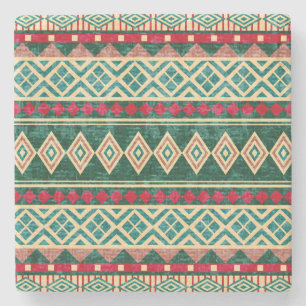 Abstract Geometric African Style Pattern Stone Coaster