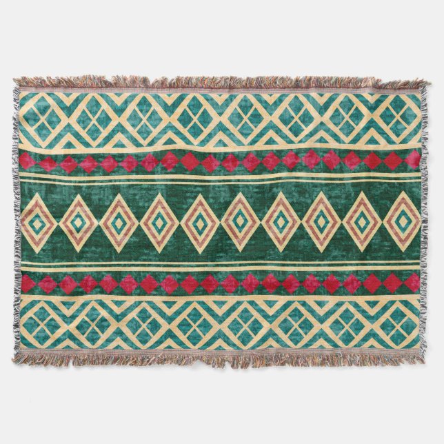 Abstract Geometric African Style Pattern Throw Blanket (Front)