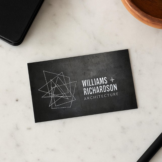 Abstract Geometric Architectural Logo Black Business Card (Creator Uploaded)