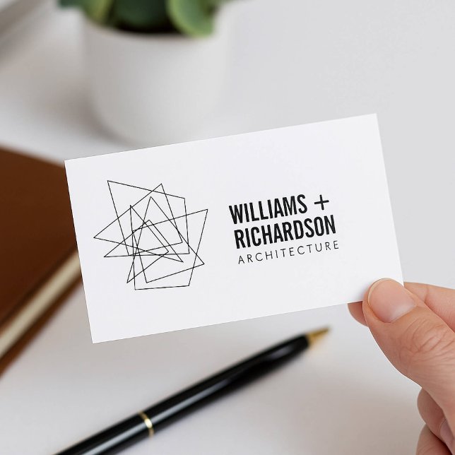 Abstract Geometric Architectural Logo White/Black Business Card (Creator Uploaded)