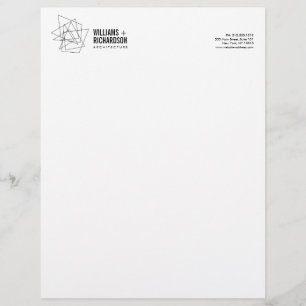 Abstract Geometric Architectural Logo White/Black Custom Letterhead