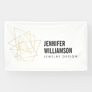 Abstract Geometric Architectural Logo White/Gold Banner