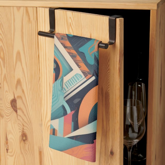 Abstract Geometric Art – Bold Vibrant Graphic Tea Towel (Thirds Fold)