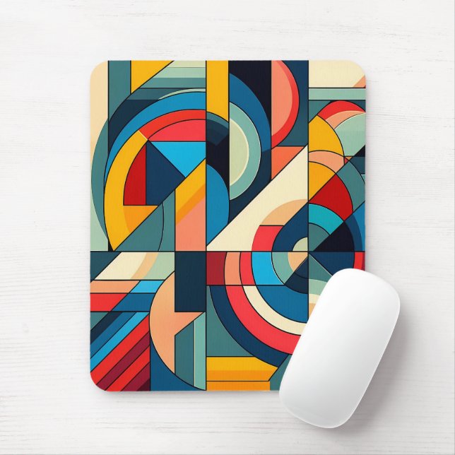 Abstract Geometric Art – Color Grid Composition Mouse Pad (With Mouse)
