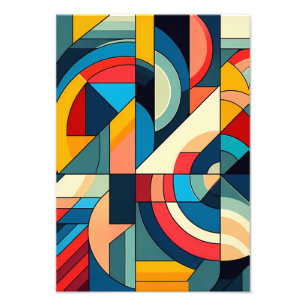 Abstract Geometric Art – Colour Grid Composition Photo Print