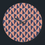 Abstract Geometric: Art Deco Seamless Large Clock<br><div class="desc">Abstract Art Deco Seamless Background. Geometric Pattern.
Art Deco seamless background with geometric elegance. A touch of sophistication.
Abstract Art Deco Seamless Background - Geometric Pattern.
textile,  pattern,  decor,  background,  abstract,  illustration,  texture,  fashion,  vintage,  retro,  line,  seamless,  blue,  geometric,  diamond,  silhouette,  fabric,  ornament,  triangle,  shape</div>