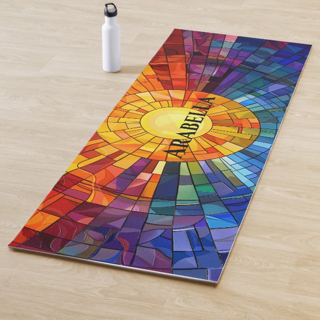 Abstract Geometric Artistic Sunshine Yoga Mat (In Situ)