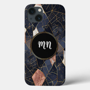 Abstract Geometric Artwork with Golden and Black iPhone 13 Case