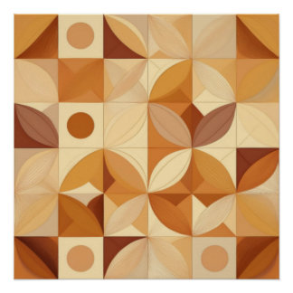 Abstract Geometric Autumn-Inspired Pattern Art Poster