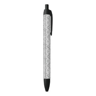 Abstract Geometric Aztec Pattern 2 Black Ink Pen