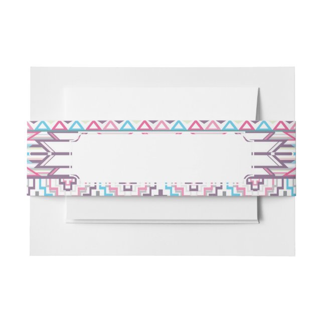 Abstract Geometric Aztec Pattern 3 Invitation Belly Band (Front Example)