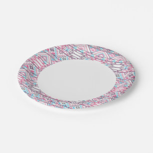 Abstract Geometric Aztec Pattern 3 Paper Plate