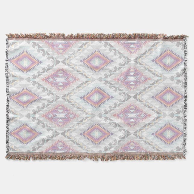 Abstract Geometric Aztec Pattern Throw Blanket (Front)