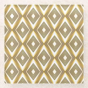 Abstract Geometric Background Art Deco Glass Coaster