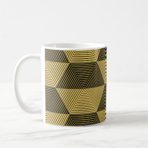 Abstract geometric background. Hexagonal mesh with Coffee Mug