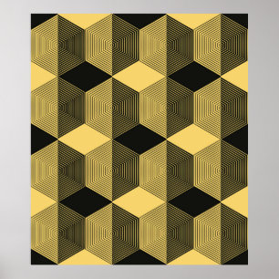 Abstract geometric background. Hexagonal mesh with Poster