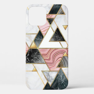 Abstract geometric background. Modern marble mosai iPhone 12 Case