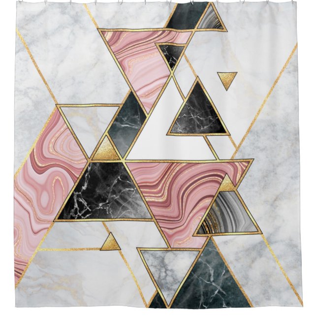 Abstract geometric background. Modern marble mosai Shower Curtain (Front)