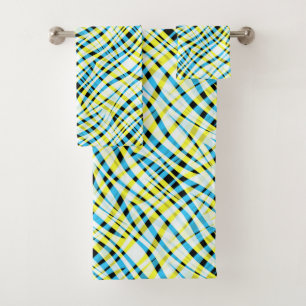 Abstract, geometric bath towel set