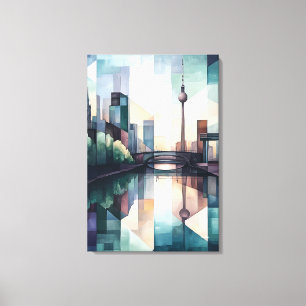 Abstract Geometric Berlin Skyline with TV Tower Canvas Print