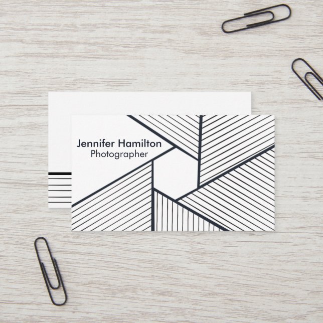 Abstract Geometric Black and White Photographer Business Card (Front/Back In Situ)