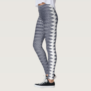 Abstract Geometric Black and White Stripes, Trippy Leggings